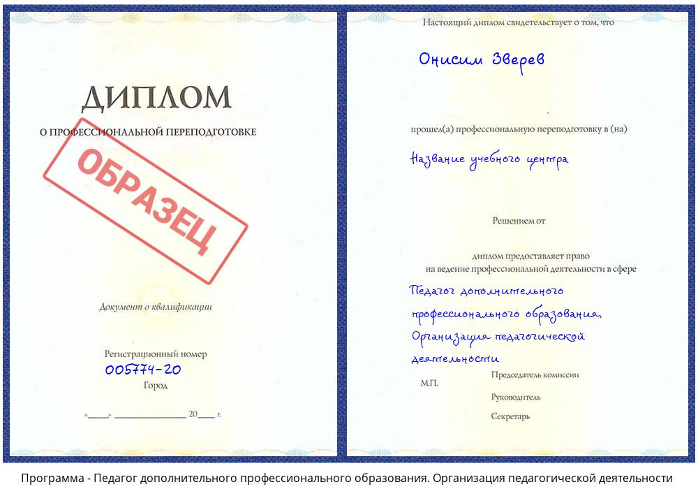 Педагог дополнительного профессионального образования. Организация педагогической деятельности Радужный