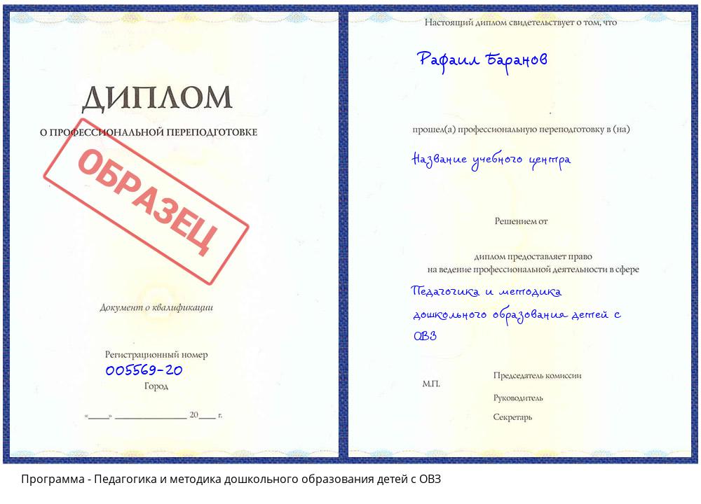 Педагогика и методика дошкольного образования детей с ОВЗ Радужный