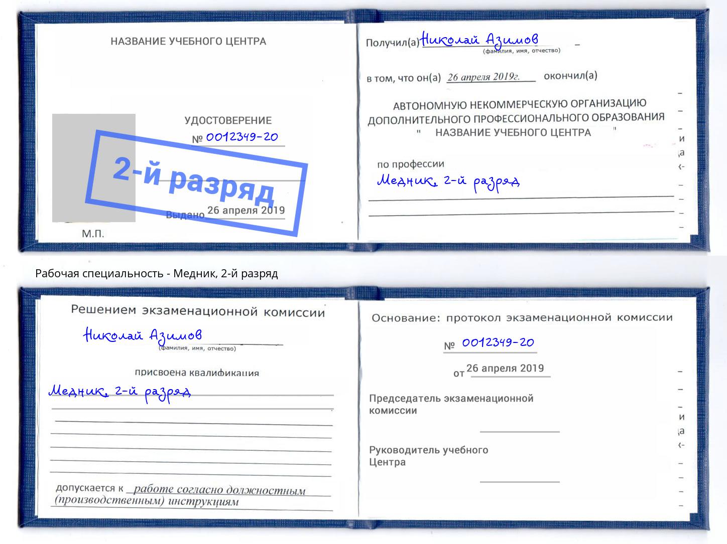 корочка 2-й разряд Медник Радужный